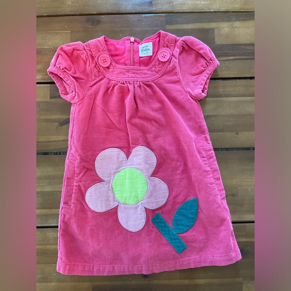 MINI BODEN Corduroy Flower Dress 🌸 2-3T